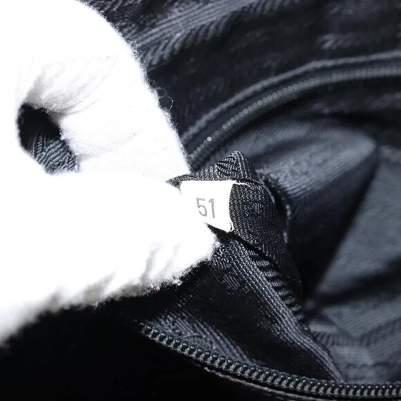 PRADA Hand Bag Safiano leather Black Gold Auth - Picture 14 of 16